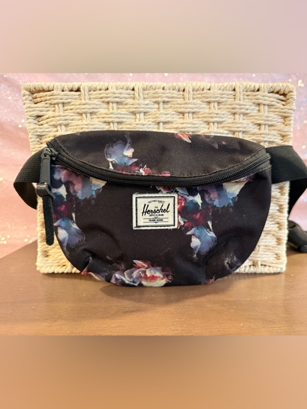 Herschel Supply Company Black Pouch with Red Striped Lining